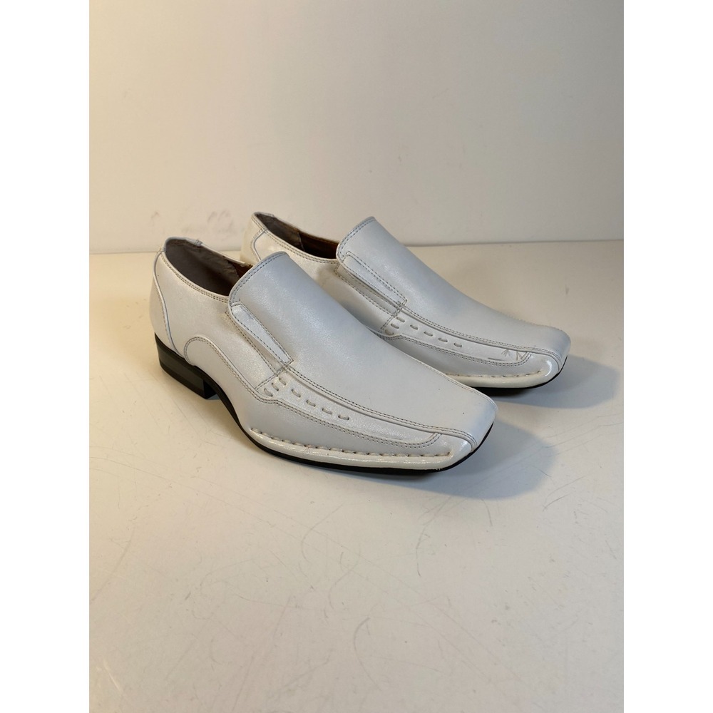 Stacy Adams Templin Slip On Loafer Dress Shoes White Boys Size 2.5M